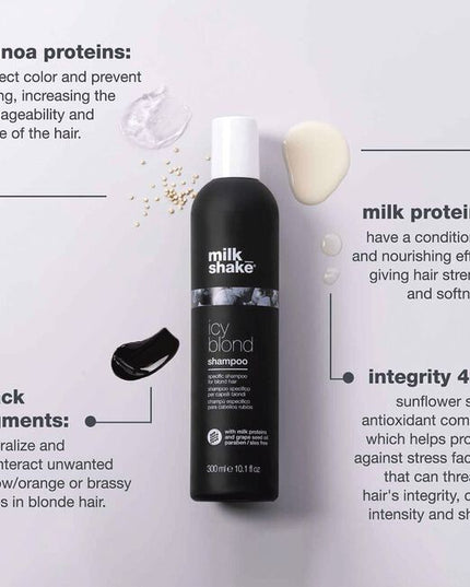 milk_shake icy blond shampoo is a color-depositing toner & cleanser all in one. This isn't your average purple shampoo for blonde hair.
