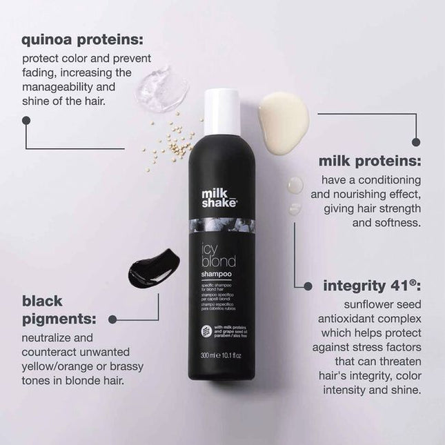 milk_shake icy blond shampoo is a color-depositing toner & cleanser all in one. This isn't your average purple shampoo for blonde hair.