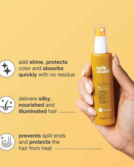 A lightweight yet powerful oil that repairs, protects, and smooths damaged hair, reducing split ends while enhancing shine and manageability. Perfect for use before styling to detangle, boost shine and control frizz or post-styling for enhanced shine and softness.