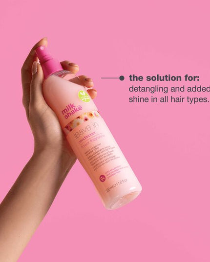 Refresh, detangle, & rehydrate colored hair with milk_shake leave-in conditioner flower. To revive dull or dry strands between washes, spray this vegan leave-in conditioner on hair.