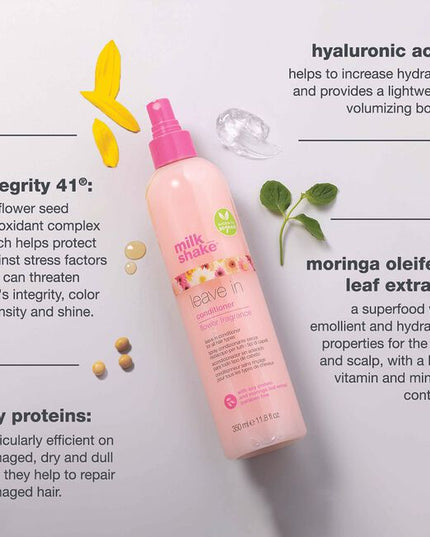 Refresh, detangle, & rehydrate colored hair with milk_shake leave-in conditioner flower. To revive dull or dry strands between washes, spray this vegan leave-in conditioner on hair.