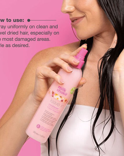 Refresh, detangle, & rehydrate colored hair with milk_shake leave-in conditioner flower. To revive dull or dry strands between washes, spray this vegan leave-in conditioner on hair.