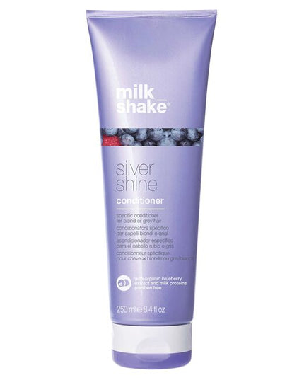 Maintaining the perfect color is possible with milk_shake silver shine conditioner. Infused with vibrant violet pigment, this is an active toning conditioner for grey hair, white, & blonde hair. This purple conditioner helps neutralize yellow in hair & mute unwanted brassiness. For further toning, cleanse first with silver shine shampoo.