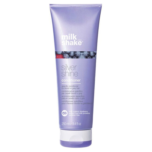 Maintaining the perfect color is possible with milk_shake silver shine conditioner. Infused with vibrant violet pigment, this is an active toning conditioner for grey hair, white, & blonde hair. This purple conditioner helps neutralize yellow in hair & mute unwanted brassiness. For further toning, cleanse first with silver shine shampoo.
