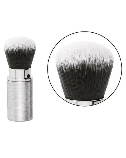 A travel-friendly kabuki makeup brush that features a compact shape and ultra-soft vegan bristles for expert control and a flawless finish.