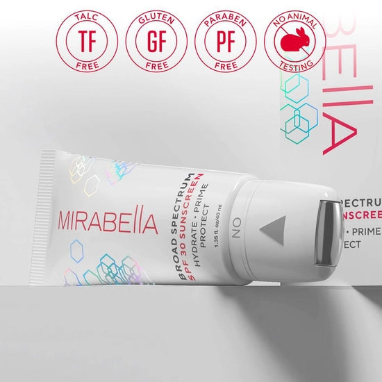 Mirabella Beauty's Hydrate, Prime, Protect SPF 30 Makeup Primer is the ultimate 3-in-1 skincare essential, designed to hydrate, prime, and protect your skin while offering broad-spectrum SPF 30 protection. 