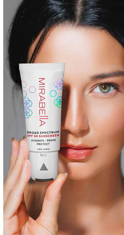 Mirabella Beauty's Hydrate, Prime, Protect SPF 30 Makeup Primer is the ultimate 3-in-1 skincare essential, designed to hydrate, prime, and protect your skin while offering broad-spectrum SPF 30 protection. 