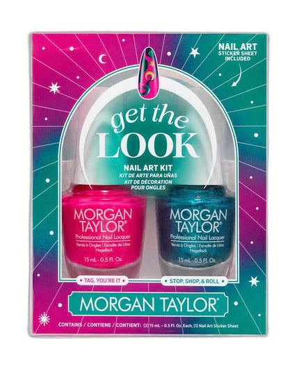 Get the Look Nail Art Kit Includes:

(1) - Tag, Your It Nail Lacquer
(1) - Stop, Shop, and Roll Nail Lacquer
(1) - Nail Art Sticker Sheet