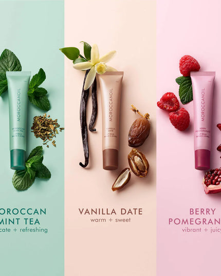 A limited-edition bundle featuring all three flavors of Moroccanoil’s hydrating Argan Butter Lip Balm.