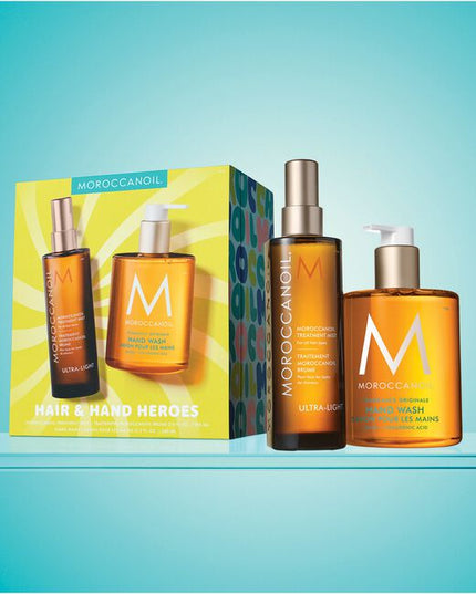 Treatment Mist Kit Includes:

(1) - Moroccanoil Treatment Mist, 3.4 fl. oz.
(1) - Hand Wash Fragrance Originale, 12.2 fl. oz.