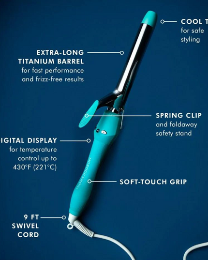 The Moroccanoil Everlasting Curl Titanium Curling Iron delivers shiny, long-lasting curls with an extra-long titanium barrel for fast performance, even heat distribution, and frizz-free results.