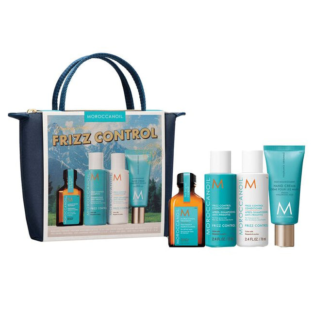 Treat frizzy hair to an argan oil-infused routine with the Frizz Travel Set. All four travel-sized products are formulated with nourishing ingredients and fragranced with our signature scent, a Mediterranean-inspired blend of spicy amber and sweet floral notes.