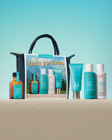 Treat frizzy hair to an argan oil-infused routine with the Frizz Travel Set. All four travel-sized products are formulated with nourishing ingredients and fragranced with our signature scent, a Mediterranean-inspired blend of spicy amber and sweet floral notes.