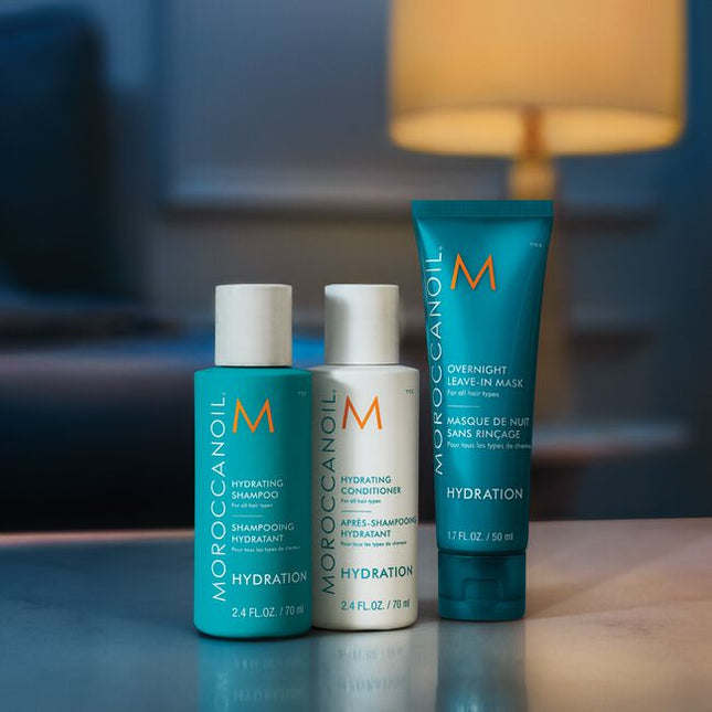 Hydration Discovery Set Includes:

(1) - Hydrating Shampoo, 2.4 fl. oz.
(1) - Hydrating Conditioner, 2.4 fl. oz.
(1) - Overnight Leave-In Mask, 1.7 fl. oz.