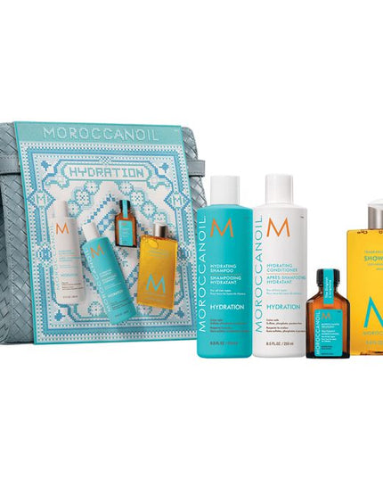 Hydration Kit Includes:

(1) - Hydrating Shampoo, 8.5 fl. oz.
(1) - Hydrating Conditioner, 8.5 fl. oz.
(1) - Original Treatment, 25 mL.
(1) - Shower Gel Fragrance Originale, 8.4 fl. oz.