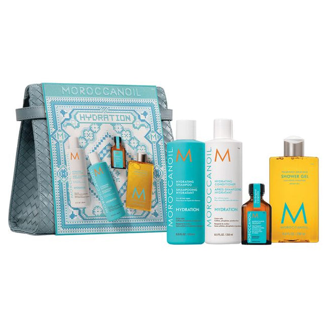Hydration Kit Includes:

(1) - Hydrating Shampoo, 8.5 fl. oz.
(1) - Hydrating Conditioner, 8.5 fl. oz.
(1) - Original Treatment, 25 mL.
(1) - Shower Gel Fragrance Originale, 8.4 fl. oz.