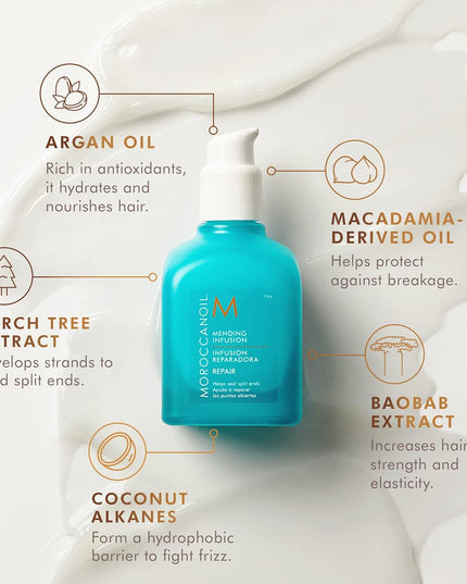 Boost shine and seal split ends with this limited-edition duo. Moroccanoil Treatment fights frizz and increases shine, while Mending Infusion seals up to 90% of split ends. A $67 value.
