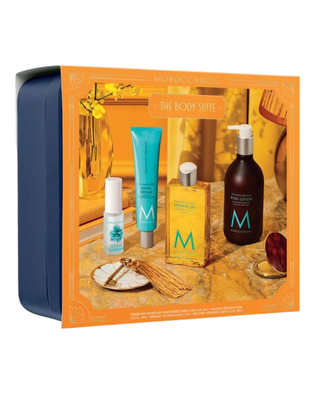 The Body Suite Kit Includes:
(1) - Brumes Du Maroc Hair & Body Mist, 1 fl. oz.
(1) - Shower Gel Fragrance Originale, 8.4 fl. oz.
(1) - Hand Cream Fragrance Originale, 3.4 fl. oz.
(1) - Body Lotion Fragrance Originale, 12.2 fl. oz.
