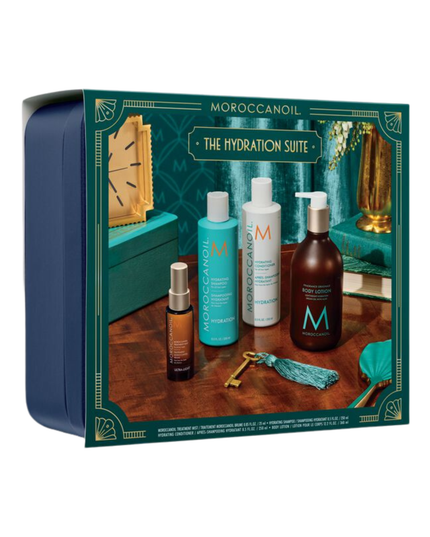 The Hydration Suite Kit Includes:

(1) - Body Lotion Fragrance Originale, 12.2 fl. oz.
(1) - Treatment Mist, 0.85 fl. oz.
(1) - Hydrating Shampoo, 8.5 fl. oz.
(1) - Hydrating Conditioner, 8.5 fl. oz.