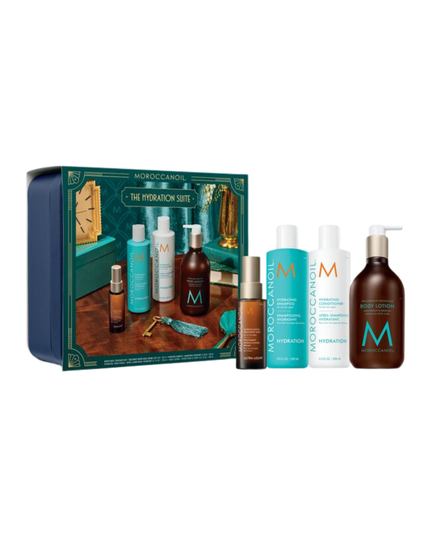 The Hydration Suite Kit Includes:

(1) - Body Lotion Fragrance Originale, 12.2 fl. oz.
(1) - Treatment Mist, 0.85 fl. oz.
(1) - Hydrating Shampoo, 8.5 fl. oz.
(1) - Hydrating Conditioner, 8.5 fl. oz.