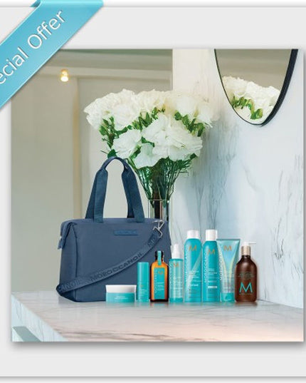 Moroccanoil special offer is here for a limited time only! Receive a LIMITED-EDITION BAG with the purchase of Moroccanoil's favorite styling products!