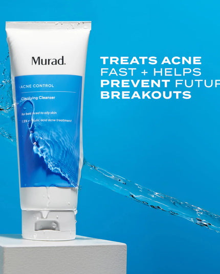 Kit includes travel-size Clarifying Cleanser, Murad's non-stripping, non-drying, foaming gel cleanser that's clinically proven to dissolve excess oil, full-size Rapid Relief Acne Spot Treatment to reduce blemish size and redness in 4 hours, and travel-size Biome-Balancing Clear & Prevent Acne Treatment Serum, an all-over daily treatment serum that clears breakouts and balances the skin’s microbiome to naturally resist future breakouts for clearer, healthier-looking skin