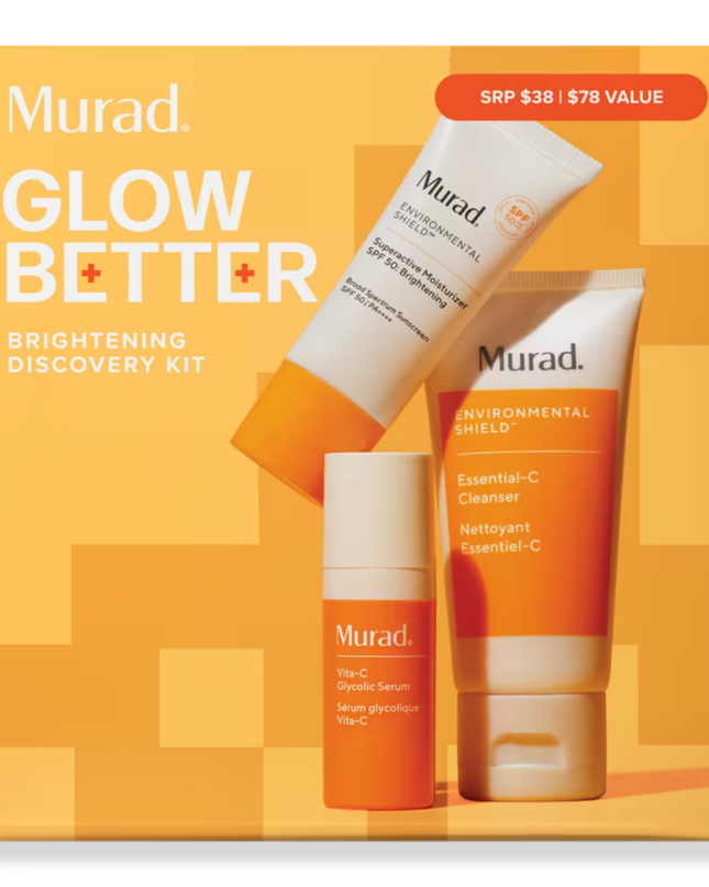 3-piece discovery kit includes travel-sizes of vitamin-rich Essential-C Cleanser that washes away impurities and urban pollution, Vita-C Glycolic Serum with super-stable vitamin C for dramatically brighter, healthier-looking skin, and Superactive Moisturizer SPF 50: Brightening (formerly Essential-C Day Moisture SPF 50), an ultra-sheer, moisturizing SPF with 10x more vitamin C† to visibly brighten after 1 use.