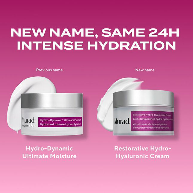 Formerly Hydro-Dynamic Moisture, new name, same formula you love! Murad's most luxurious cream, including Advanced Hydro-Hyaluronic Technology, delivers 24 hours of intense hydration with continued use*