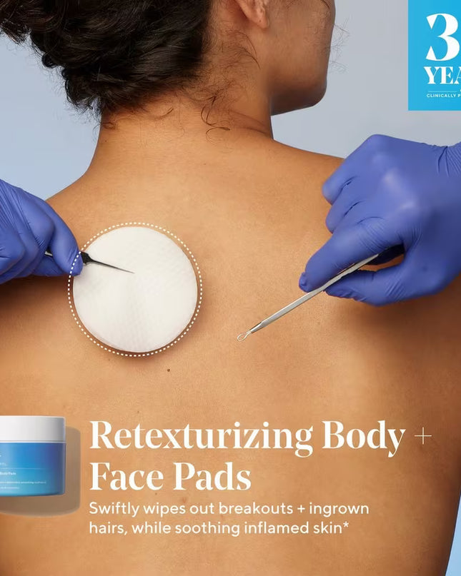 Murad's Retexturizing Body Pads with Salicylic Acid are a super smoothing, acne-fighting body treatment that swiftly wipe out breakouts, KP and ingrown hairs-all while soothing inflamed skin.