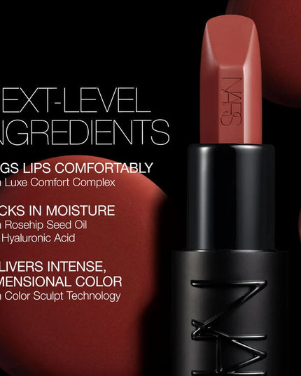 One look. One gesture. One swipe. Explicit Lipstick delivers long-lasting comfort in a high-end dimensional satin finish with vibrant, pure-color payoff and creamy, smudge-resistant wear. A new precision-tip bullet defines and contours for sculpted sophistication in 36 fearless shades, while our Luxe Comfort Complex hugs lips for lightweight, medium-to-full coverage infused with smoothing Rosehip Seed Oil and Hyaluronic Acid to lock in moisture.