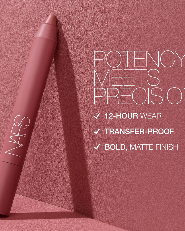 Potency meets precision with Powermatte High-Intensity Lip Pencil, a fully loaded matte lip formula charged with up to 12-hour staying power. Transformative cream-to-matte texture applies effortlessly and seals in a bold, matte finish. Choose from 10 power shades and let lips dry down fully for transfer-proof results. Power Pigment Complex—a dynamic blend of pure pigments and color-locking ingredients—saturates lips with dense color that glides effortlessly and wears comfortably. Power. Pigment. Precision. 