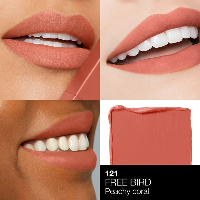 Play with a high-intensity matte sensation. In just one swipe it glides on bold color that lasts for 10 hours and sets to a smooth, matte finish. Power Pigment Complex—a dynamic blend of pure pigments and color-locking ingredients—saturates lips with dense color that glides effortlessly and wears comfortably all day. A lineup of 24 transfer-resistant shades let you choose every power move. High intensity. Zero weight. All-out comfort.