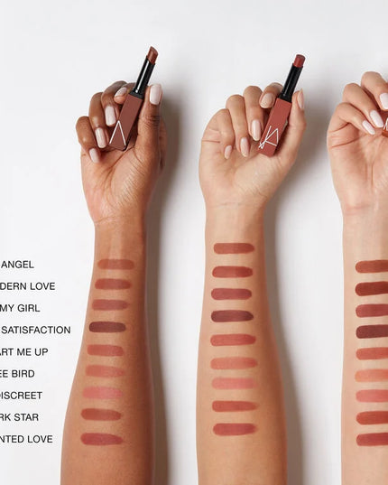 Play with a high-intensity matte sensation. In just one swipe it glides on bold color that lasts for 10 hours and sets to a smooth, matte finish. Power Pigment Complex—a dynamic blend of pure pigments and color-locking ingredients—saturates lips with dense color that glides effortlessly and wears comfortably all day. A lineup of 24 transfer-resistant shades let you choose every power move. High intensity. Zero weight. All-out comfort.