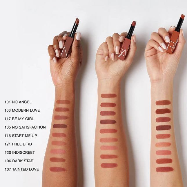 Play with a high-intensity matte sensation. In just one swipe it glides on bold color that lasts for 10 hours and sets to a smooth, matte finish. Power Pigment Complex—a dynamic blend of pure pigments and color-locking ingredients—saturates lips with dense color that glides effortlessly and wears comfortably all day. A lineup of 24 transfer-resistant shades let you choose every power move. High intensity. Zero weight. All-out comfort.