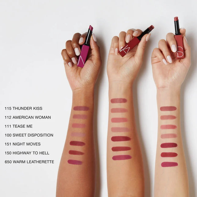Play with a high-intensity matte sensation. In just one swipe it glides on bold color that lasts for 10 hours and sets to a smooth, matte finish. Power Pigment Complex—a dynamic blend of pure pigments and color-locking ingredients—saturates lips with dense color that glides effortlessly and wears comfortably all day. A lineup of 24 transfer-resistant shades let you choose every power move. High intensity. Zero weight. All-out comfort.