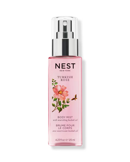 Wander through Turkey’s legendary rose fields with NEST New York's lightweight Turkish Rose Body Mist featuring notes of dewy rose, black plum, and hints of saffron warmed by blonde woods.