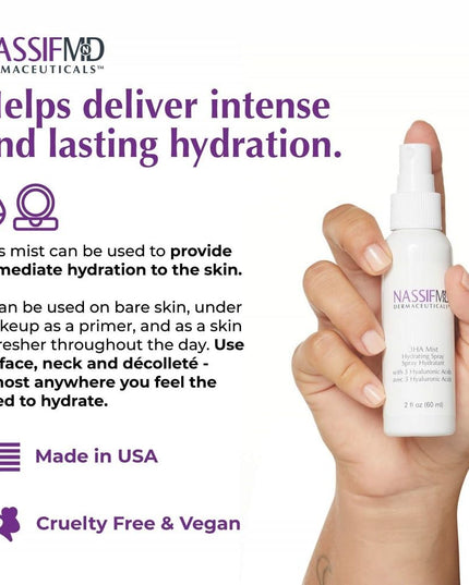 With the power to restore hydration and plump the skin, the 3HA Hydrating Facial Mist refreshes and smoothes while minimizing puffiness and reducing the look of fine lines and wrinkles. 
