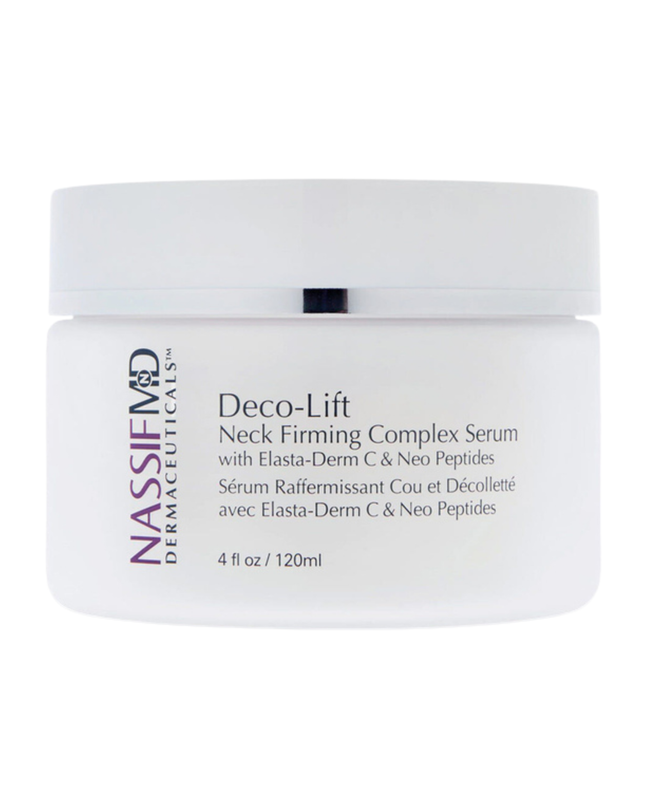 You can simultaneously treat crepiness, laxity, and texture issues on the delicate skin of the neck and décolleté in as little as 4 weeks—with no irritation. NassifMD’s powerful proprietary Upfinity Peptide Complex™ was made specifically to stimulate fast results in the tricky area below the chin.