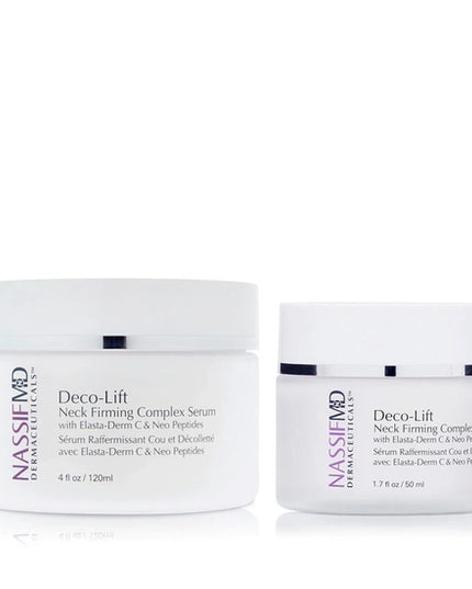 You can simultaneously treat crepiness, laxity, and texture issues on the delicate skin of the neck and décolleté in as little as 4 weeks—with no irritation. NassifMD’s powerful proprietary Upfinity Peptide Complex™ was made specifically to stimulate fast results in the tricky area below the chin.