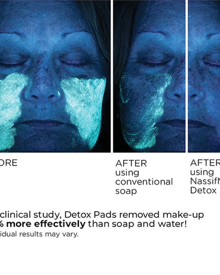 Exfoliate and brighten skin with facial detoxification pads that provide a glowing complexion.