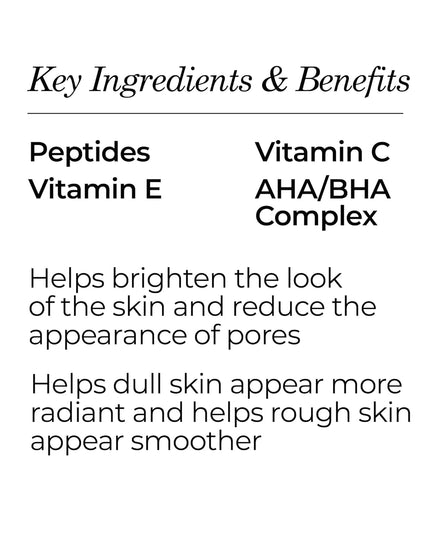 Unleash the power of vitamin C, AHAs, BHAs and peptides with this Radiance Resurfacing Micro Peel. Inspired by Dr. Nassif’s medical spas, the first step of this two-step process is a mask with vitamin C crystals which exfoliates and removes dead skin cells. 