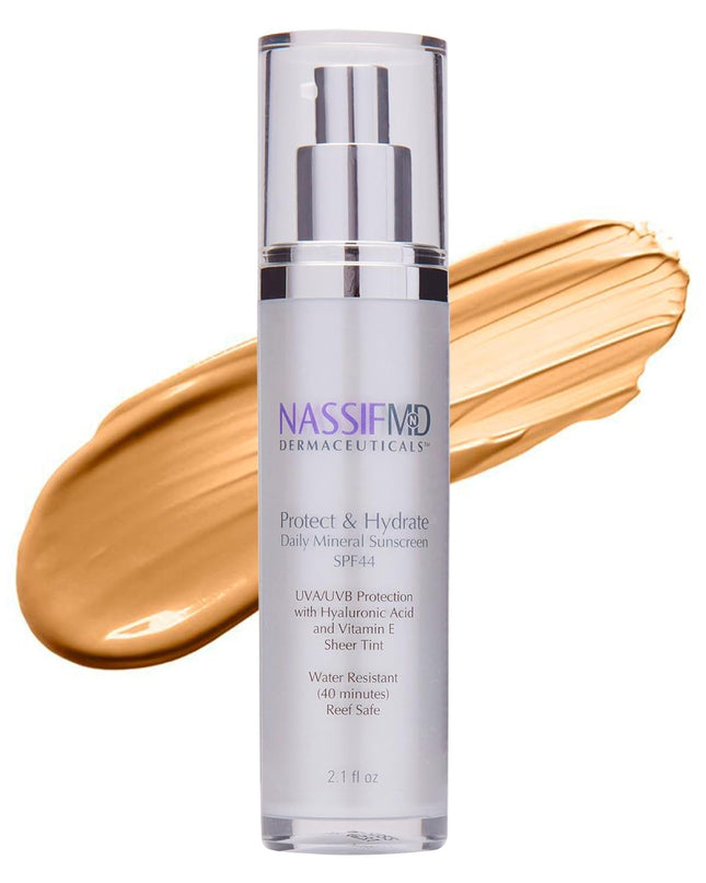 Part sunscreen and moisturizer, the Protect &amp; Hydrate Daily Mineral SPF Sunscreen protects skin from harmful UV rays and pollution to deliver continuous hydration with hyaluronic acid. Featuring mineral sun protection and ascorbyl palmitate, a form of vitamin C to brighten and protect the skin, this lightweight, waterproof cream features a whipped butter texture and acts like a BB cream with a universal tint ideal for all skin tones.