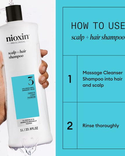 Nioxin Professional System 3 is for colored, dry or damaged hair with light thinning.