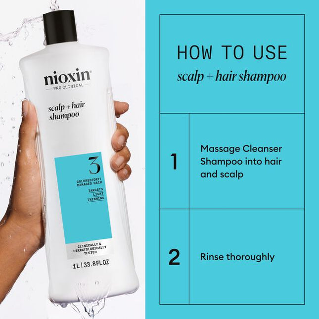 Nioxin Professional System 3 is for colored, dry or damaged hair with light thinning.