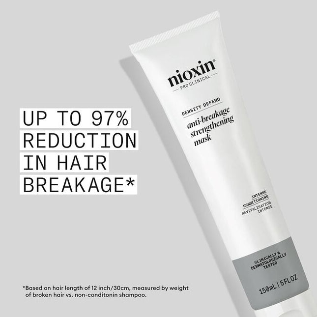 Nioxin’s Anti-breakage Strengthening Mask promotes the thickness and strength of your hair by providing an effective defense against hair breakage.