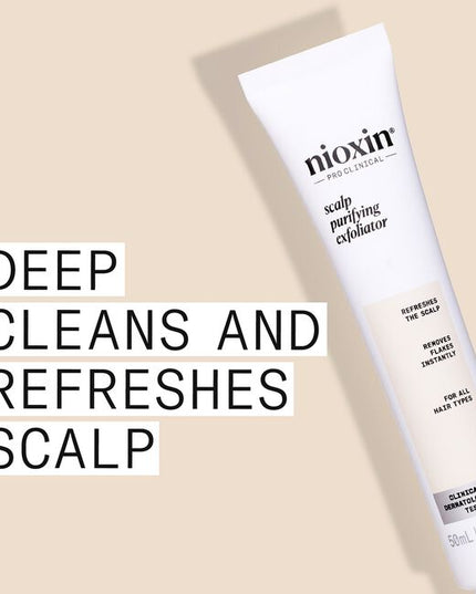 Nioxin introduces Purifying Exfoliator A new treatment for dandruff and scalp care. Purifying Exfoliator is the best partner for the Nioxin Scalp Recovery 3-Step System or with any System of Choice, if Dandruff is not a concern. It may also be used by anyone that wants a clean healthy scalp, not just to treat Dandruff. Help your clients de-stress and make peace with their scalp!