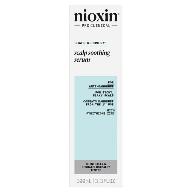Nioxin Scalp Recovery Soothing Serum, a leave-on treatment relieves dandruff and scalp itching associated with seborrheic dermatitis.