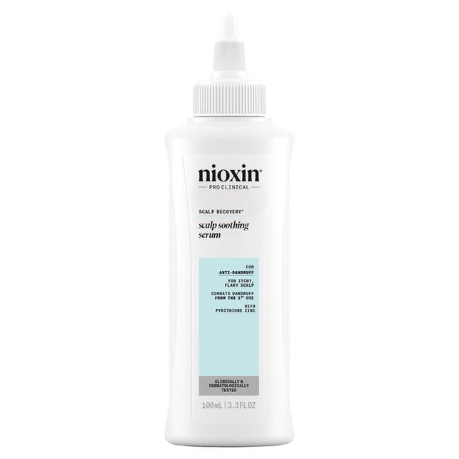 Nioxin Scalp Recovery Soothing Serum, a leave-on treatment relieves dandruff and scalp itching associated with seborrheic dermatitis.