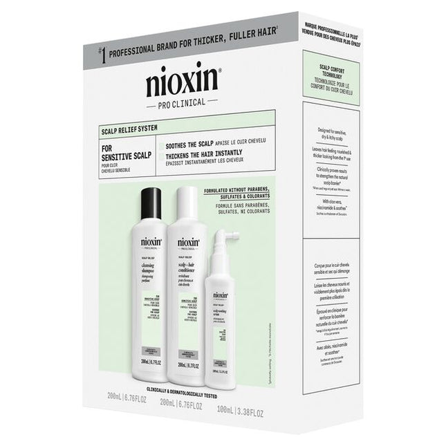 Explore the Nioxin Scalp Relief System Kit, which includes scalp relief cleanser, scalp relief conditioner, and scalp relief soothing serum. Use all three of our scalp relief system kit products to get dry, itchy scalp relief while thickening your hair from the 1st use.