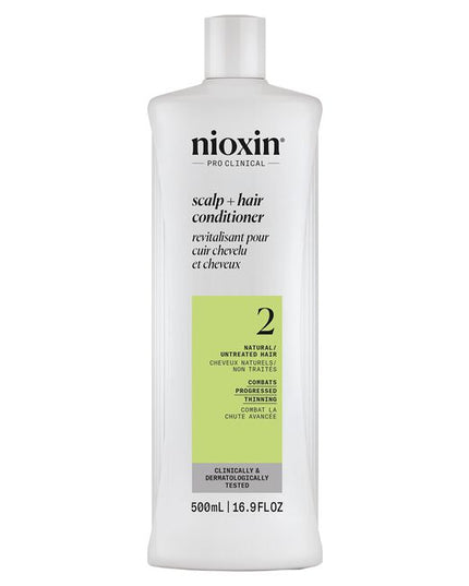 This is a lightweight conditioner that helps provide hair resilience, hydrates scalp and hair from root to tip. System Kit 2 is designed for natural, untreated hair with progressed thinning. Clinically and dermatologically tested.